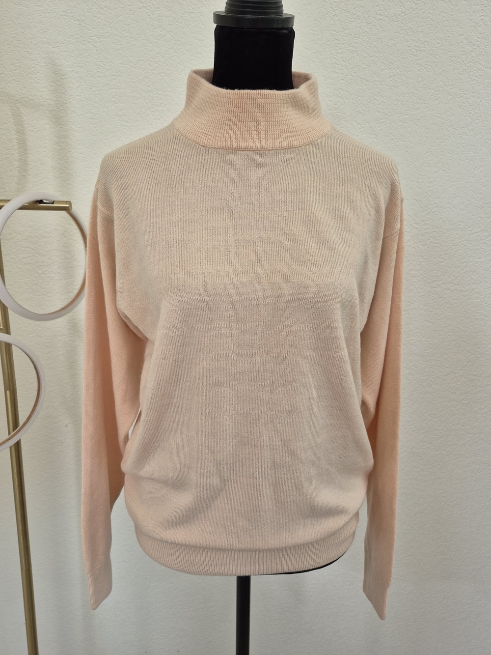 Classic Mock Neck Sweater in Light Peach
